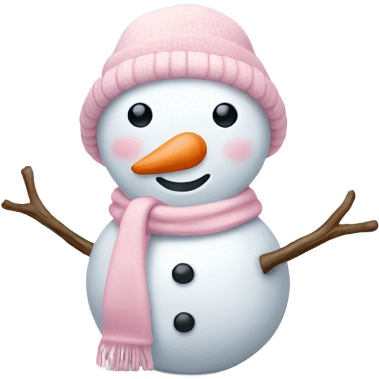 Cute white and light pink snowman emoji