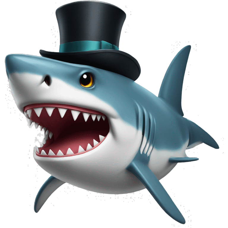 Shark with a top hat emoji