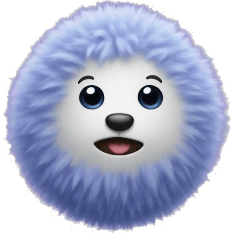 blue fluffy ball with purple polka dots emoji