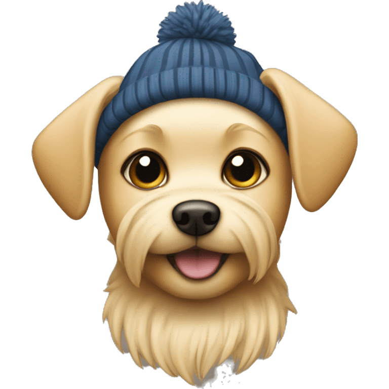 Small blonde Dog in a beanie  emoji