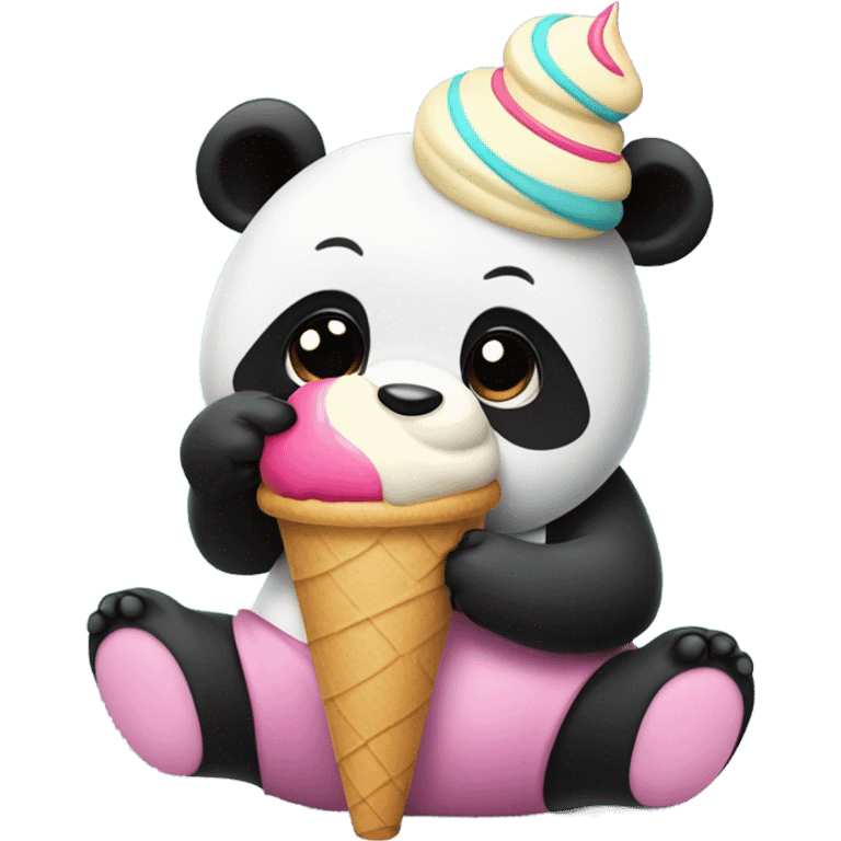 Panda eating ice cream emoji