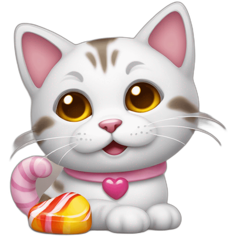 Cute Cat with candy emoji