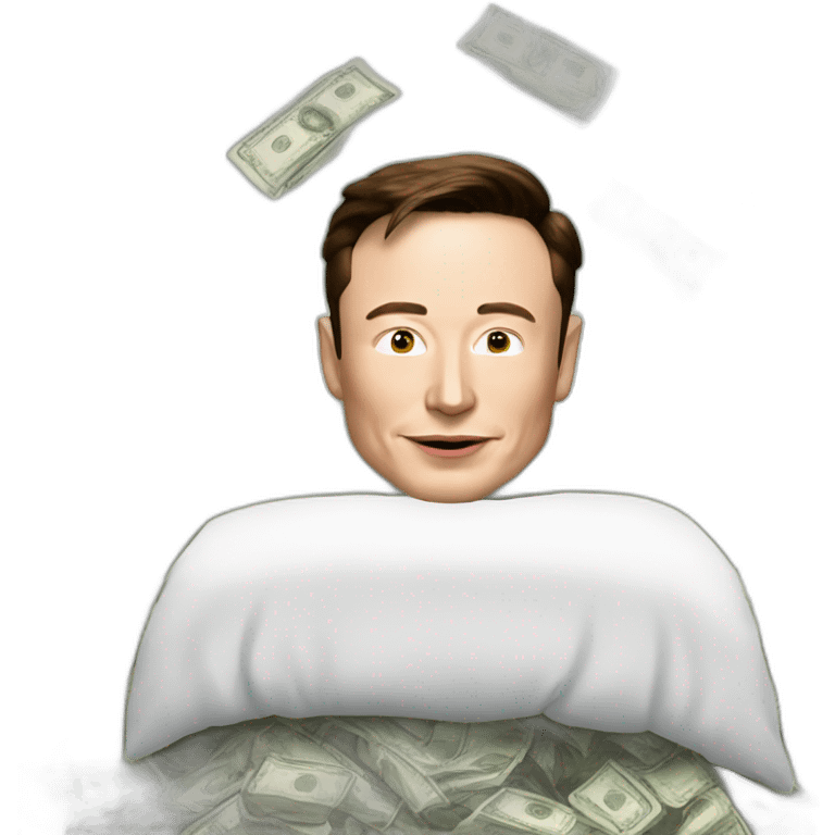 Elon musk with in money bed emoji