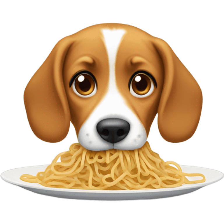 Beagle eating pasta  emoji