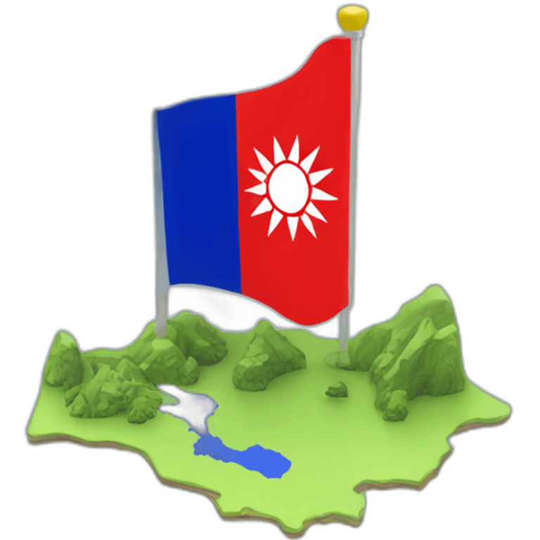 Taiwan map and flag in 3 dimensions emoji