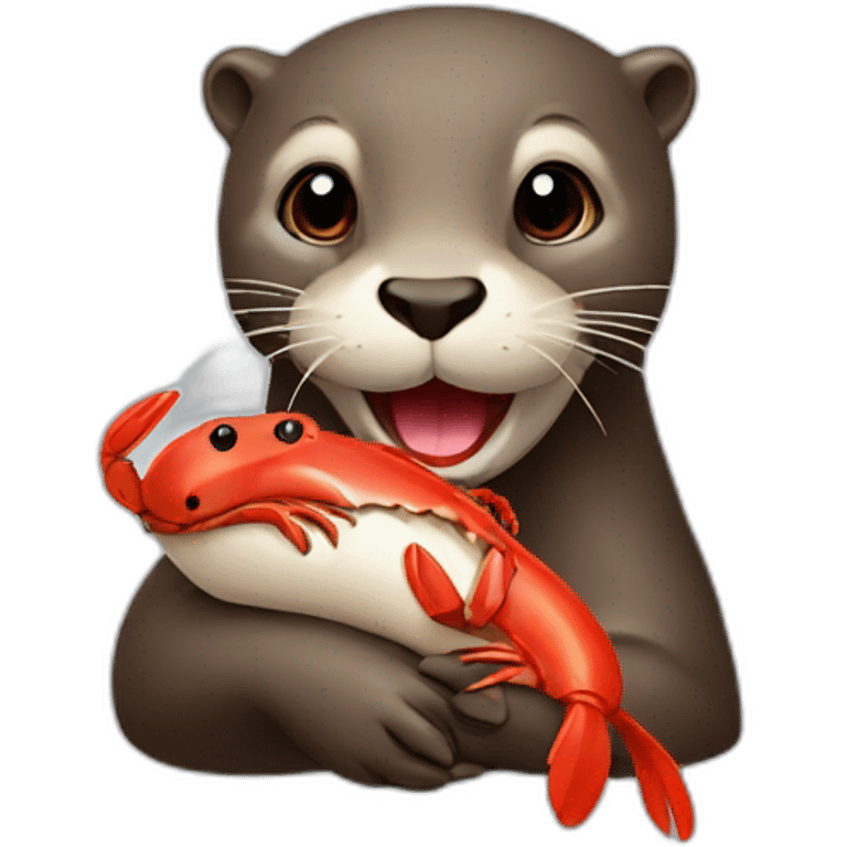 Otter with a red crab  emoji