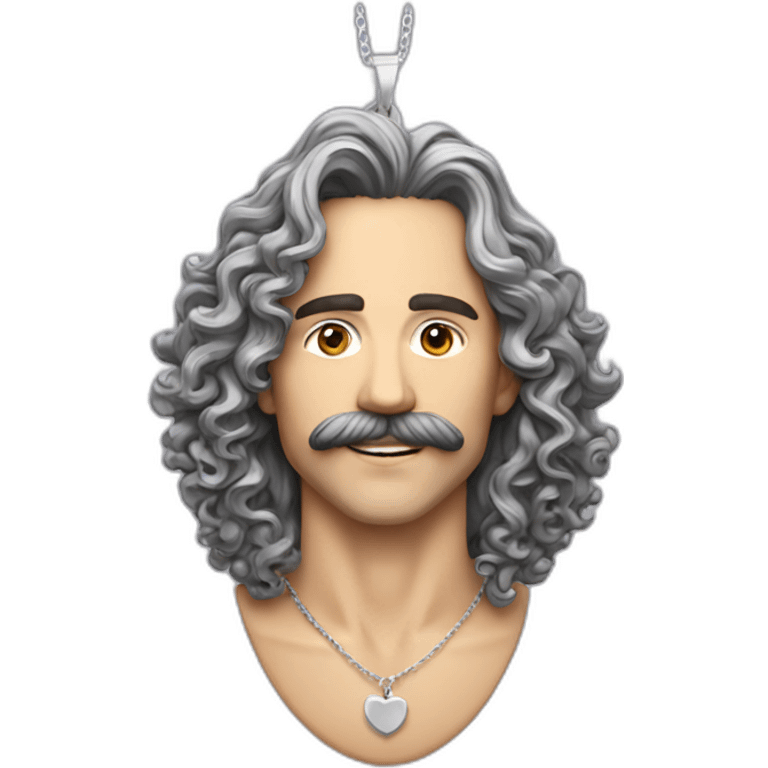 guy long curly hair moustache silver earrings and necklace emoji