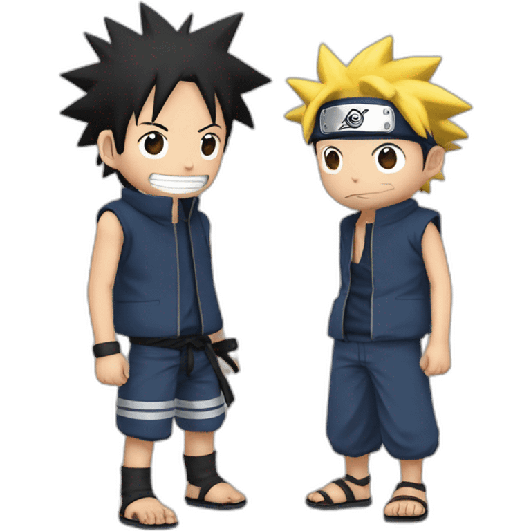 Naruto et luffy qui font un chek emoji