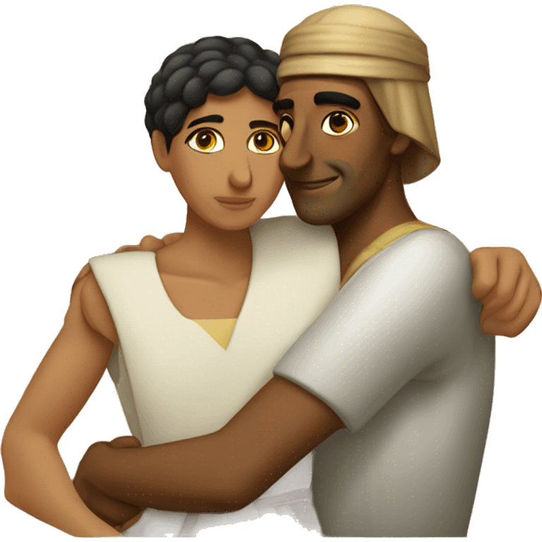 sicilian and egyptian person embracing emoji