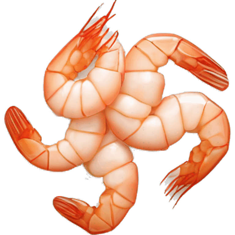 Realistic plate of peeled boiled shrimp laying flat. emoji