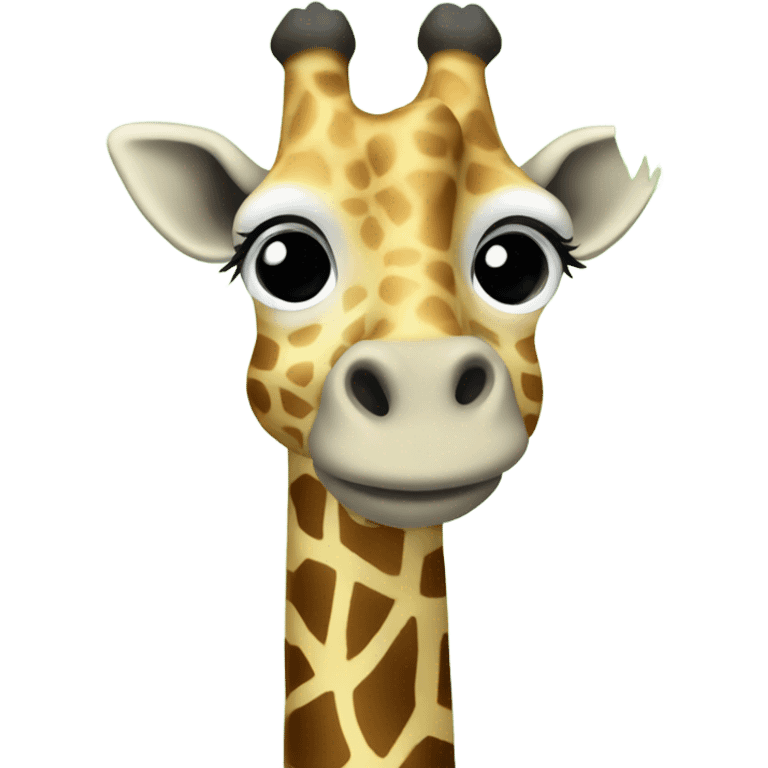 Giraffe eating leaves off of tree emoji