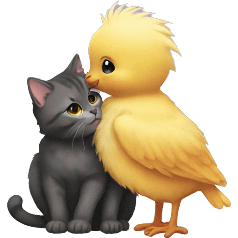 cat kissing chick emoji