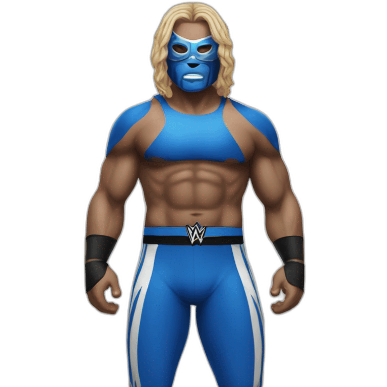 WWE Wrestler with Mask, but his outfit is blue emoji