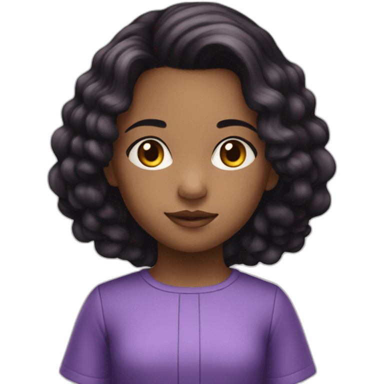 Child girl ,blak hair, Light-skinned،  purple dress emoji