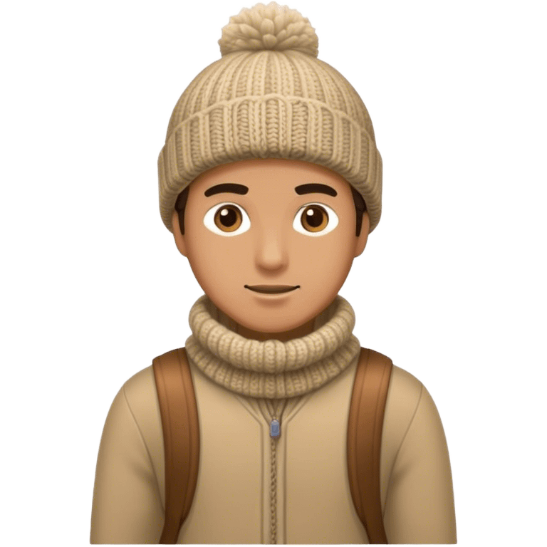 man in outdoor wither clothes and knited hat full scale standing emoji