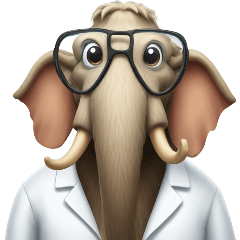 Mammoth wearing a lab coat and goggles emoji