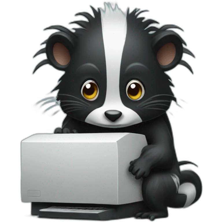 smelly skunk with a computer emoji