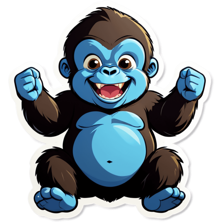 Adorable fat infant gorilla happy  emoji