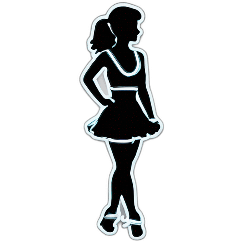 Sexy silhouette cheerleader neon sign emoji