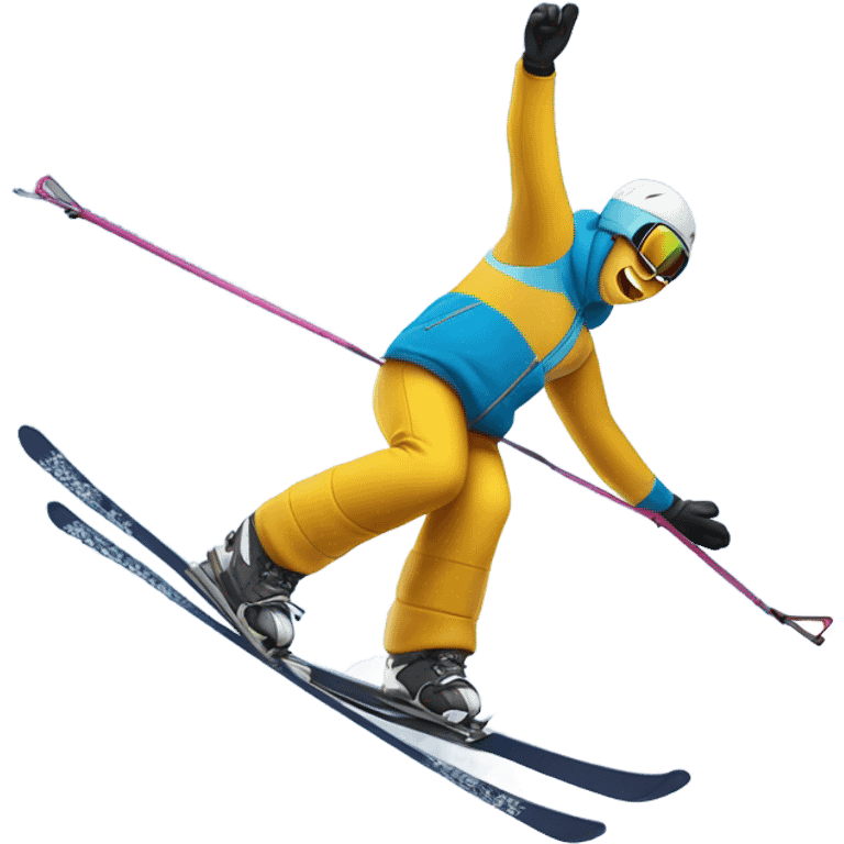 skier doing a flip emoji