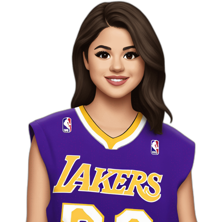 selena gomez wearing lakers jersey emoji