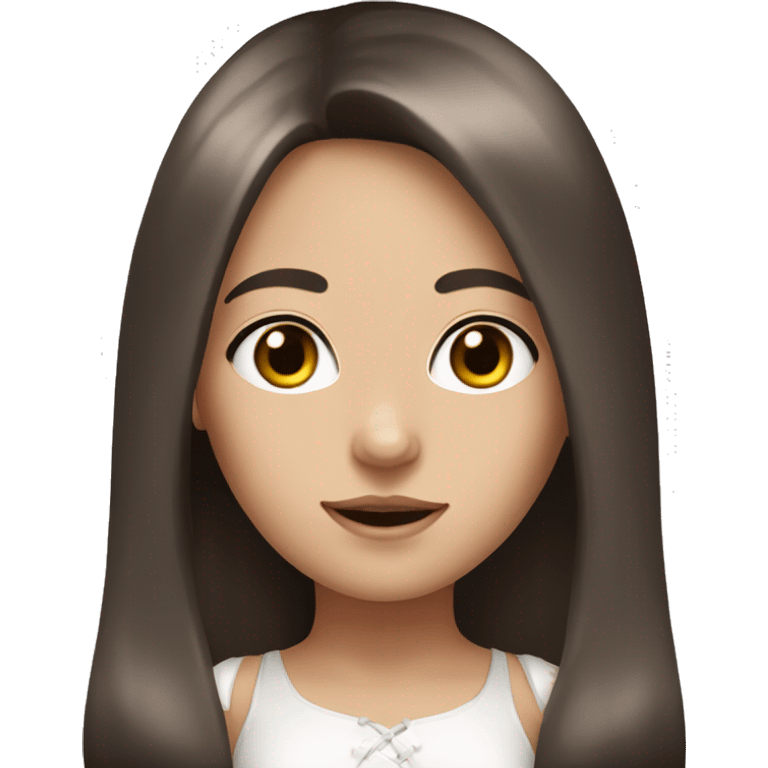 white brunette girl with bunny ears, dark colored eyes, long straight hair emoji