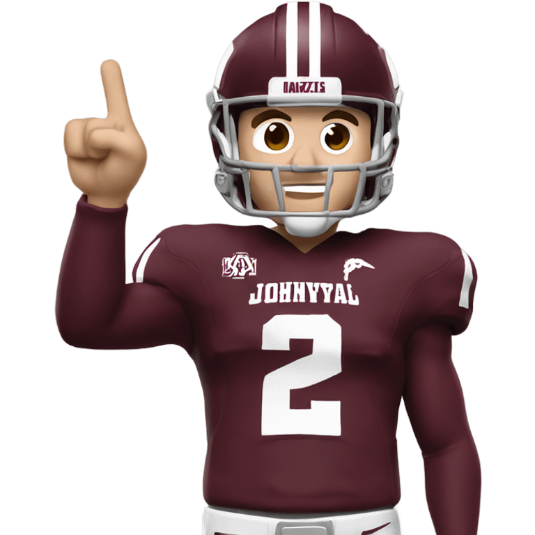 Johnny manziel in a Texas a&m maroon uniform holding up one thumb  emoji