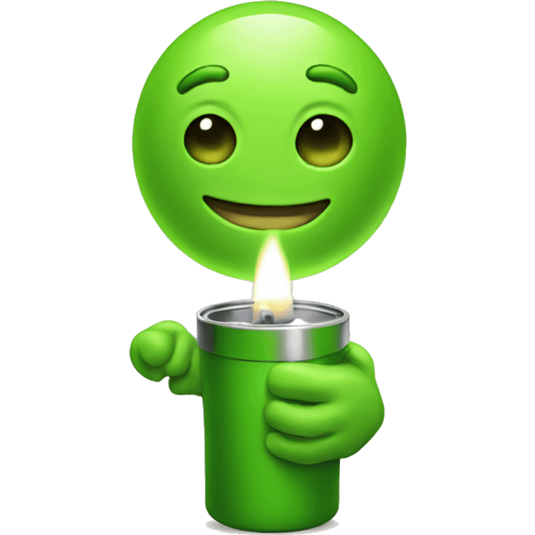 little green guy with a lighter emoji