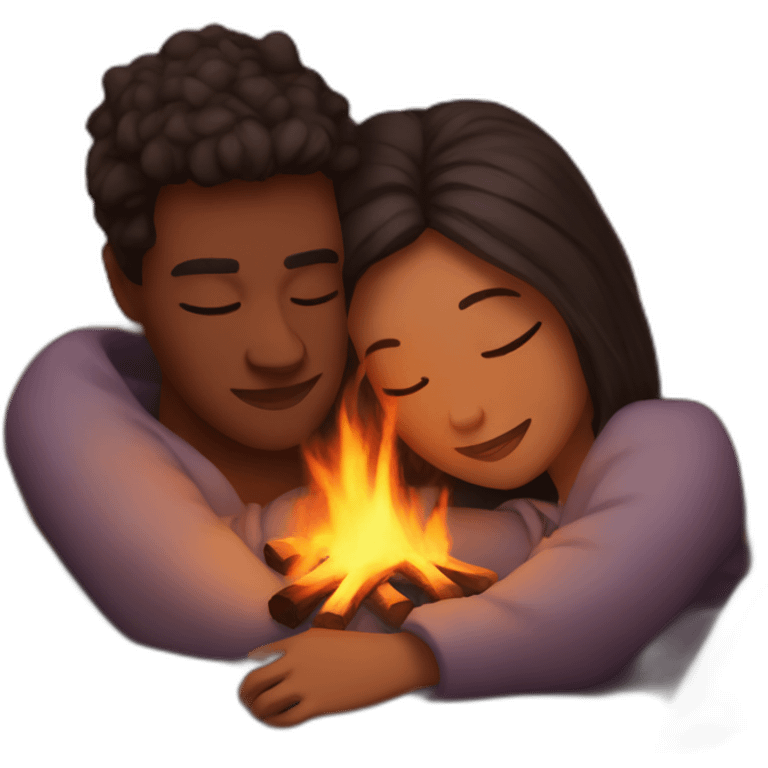 Cuddling by the fire emoji