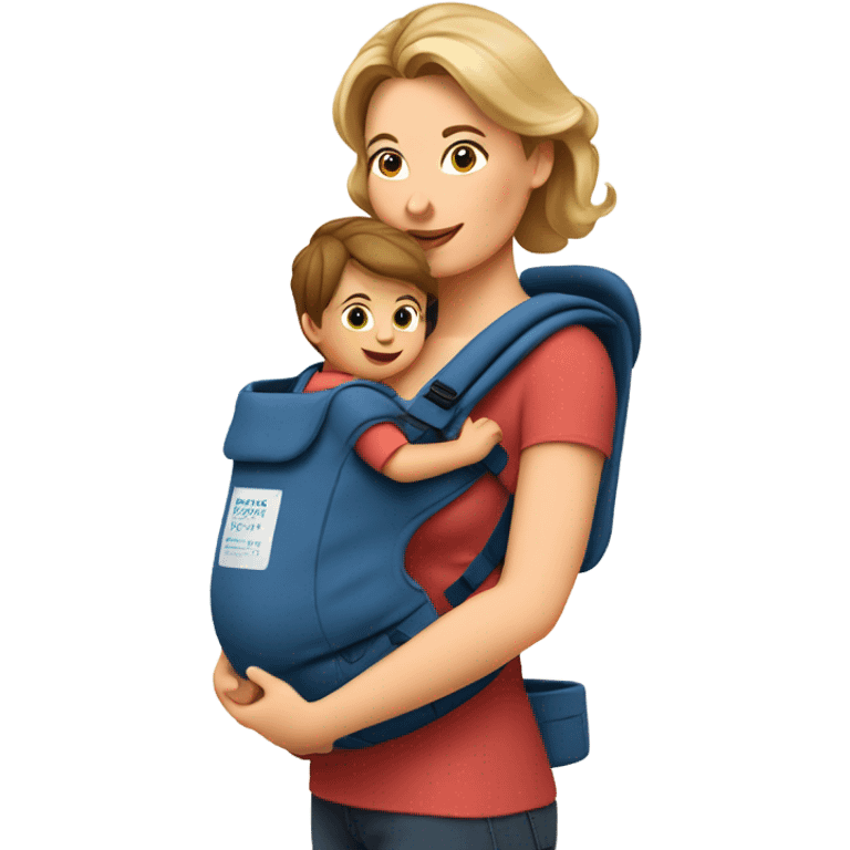 European Babywearing mom with toddler ergo carrier on moms back emoji