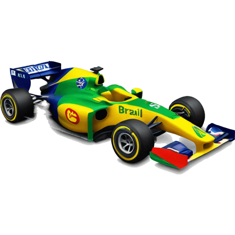 formula 1 car with the colors of the Brazil emoji