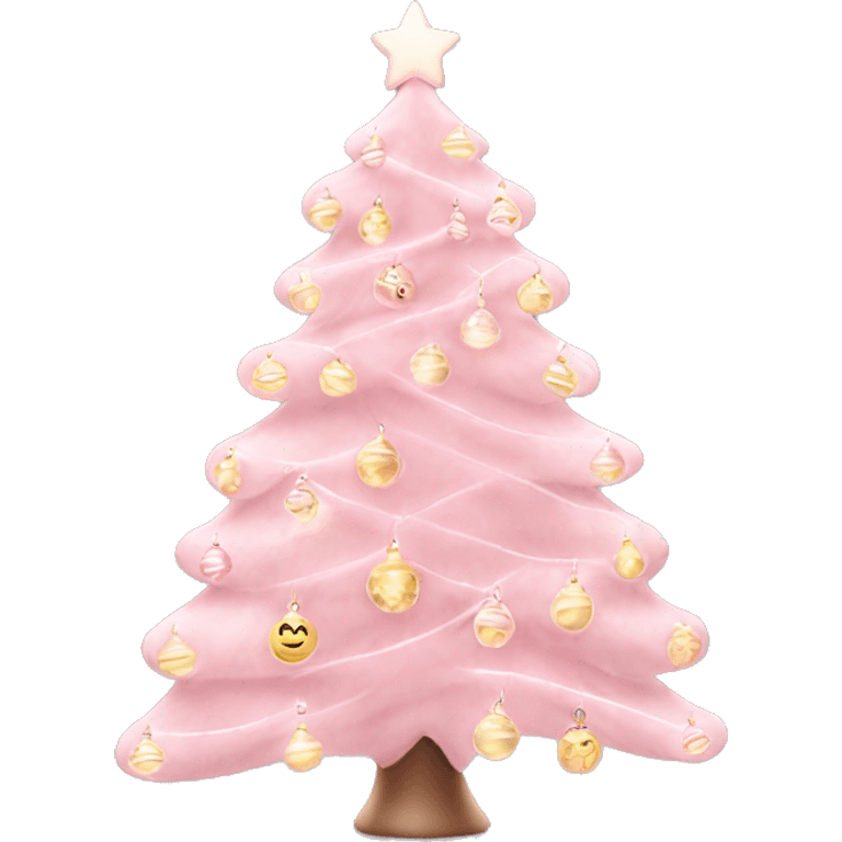 Light Pink Christmas tree with lights and ornaments emoji