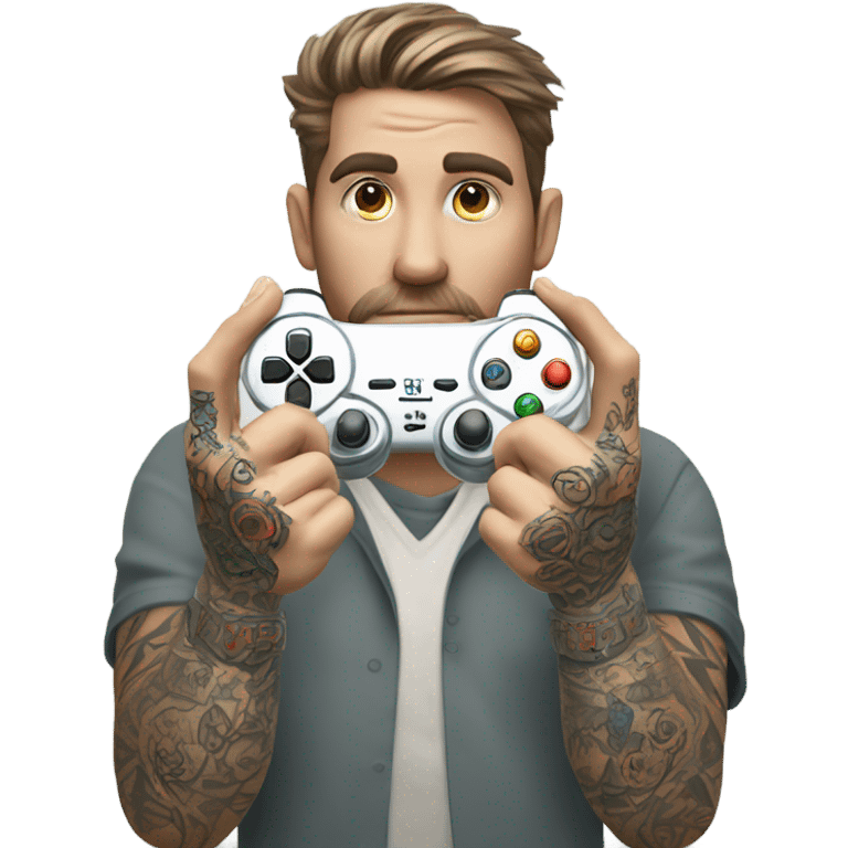 Gaming controller with tattooed hands emoji