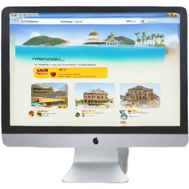 computer with a travel agency website in the screen emoji