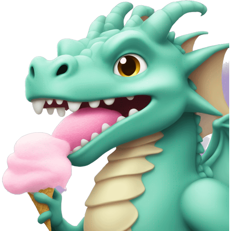 Dragon eats cotton candy emoji