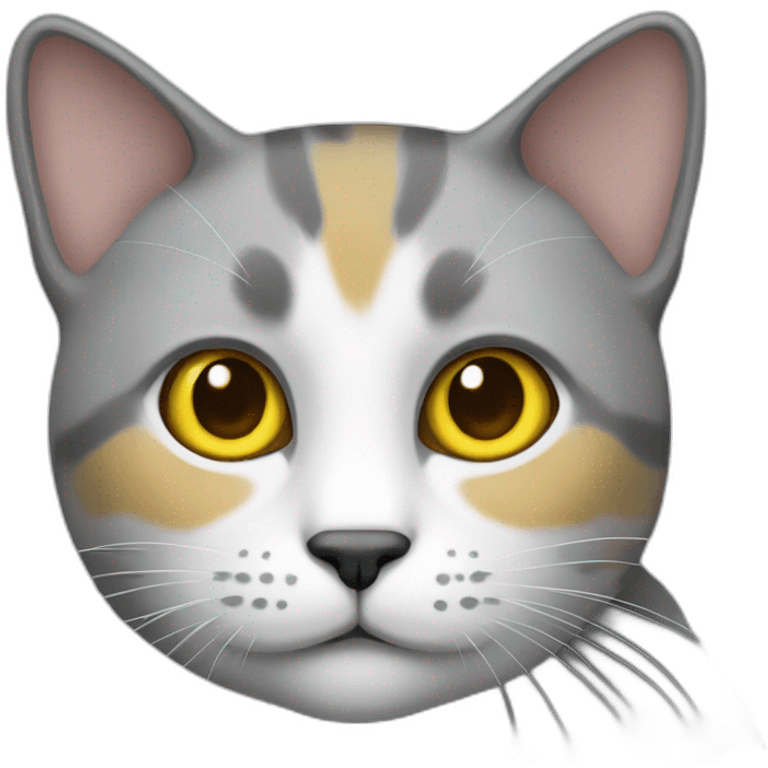 Cat with half yellow and half grey head emoji