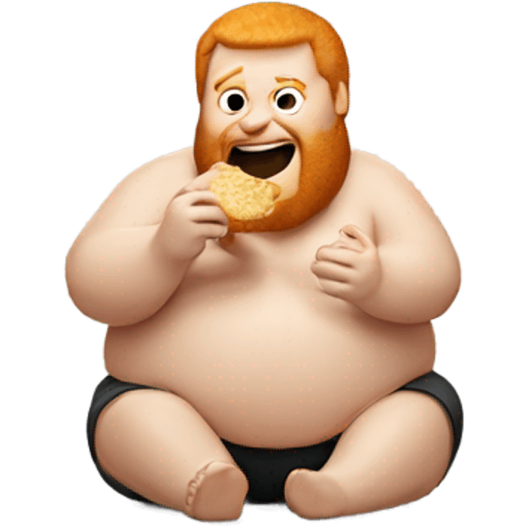 A fat ginger man eating emoji