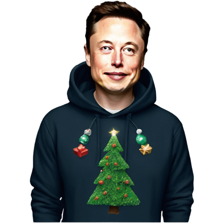 Elon musk Christmas hoodie christmas tree emoji