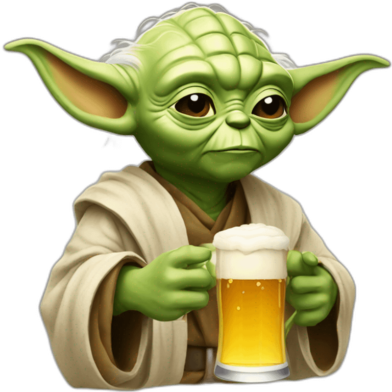 Yoda with beer emoji