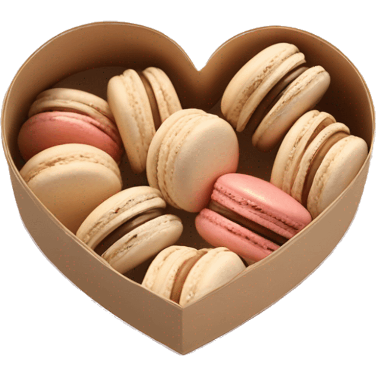 Beige asthetic macarons in a Heart Box emoji