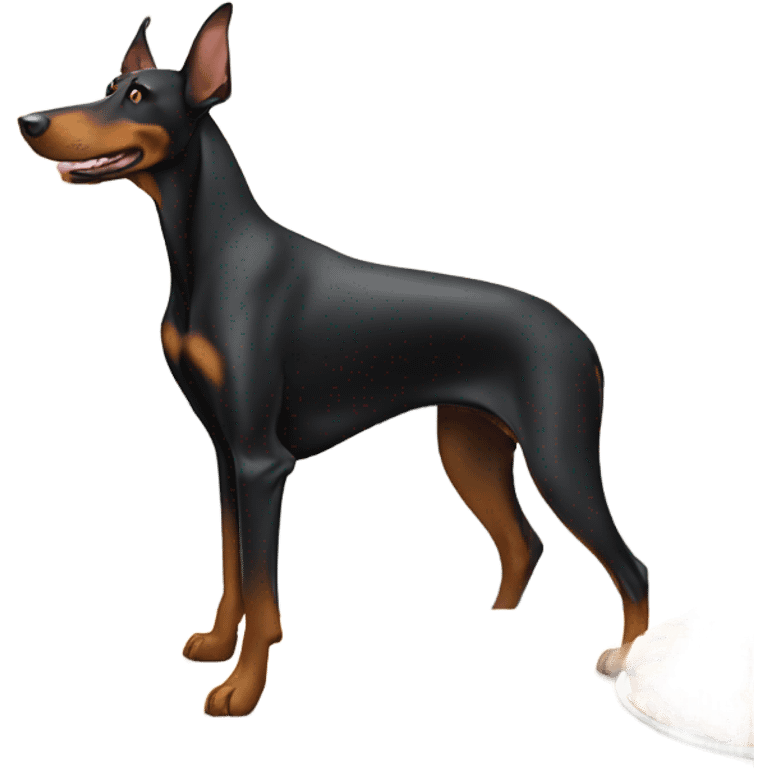 Doberman checking counter for cookies emoji