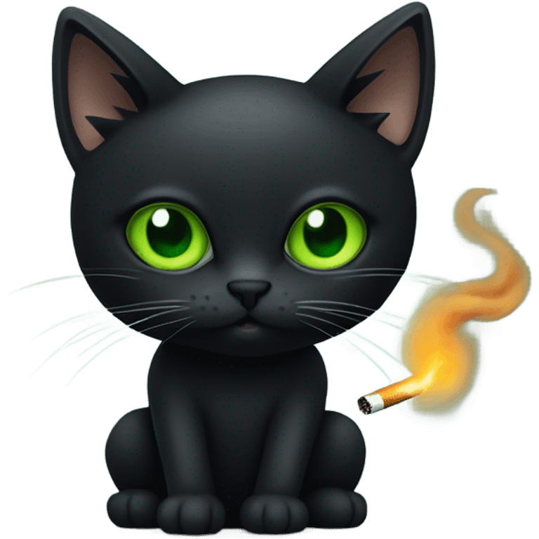 black cat smoking emoji