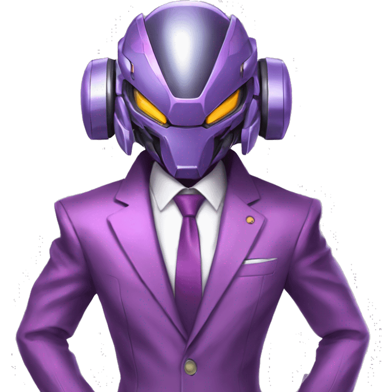 a Genesect-Raptor-Fakémon-Medabot-—hybridwith a futuristic visor-helmet and a suit full body emoji