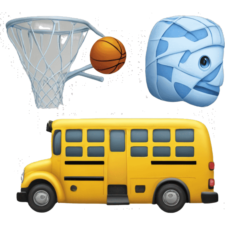 yellow bus and basketball bus emoji