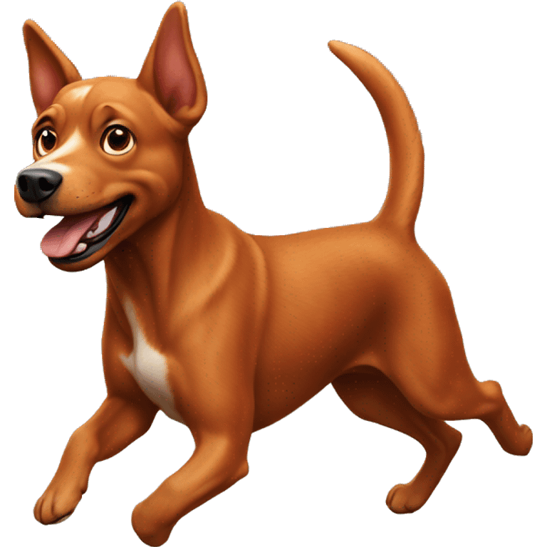 realistic solid red dog with pointed ears running emoji