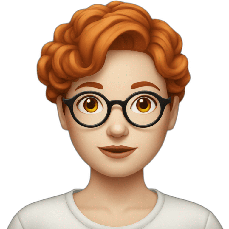 Redhead girl Artist painter with large round glasses emoji