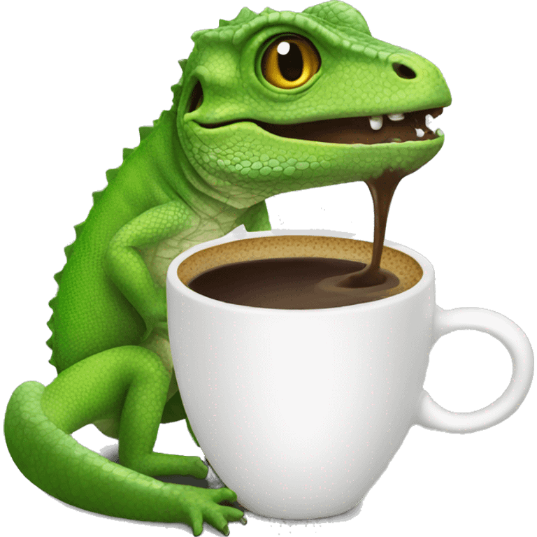 lizard drinking coffee emoji