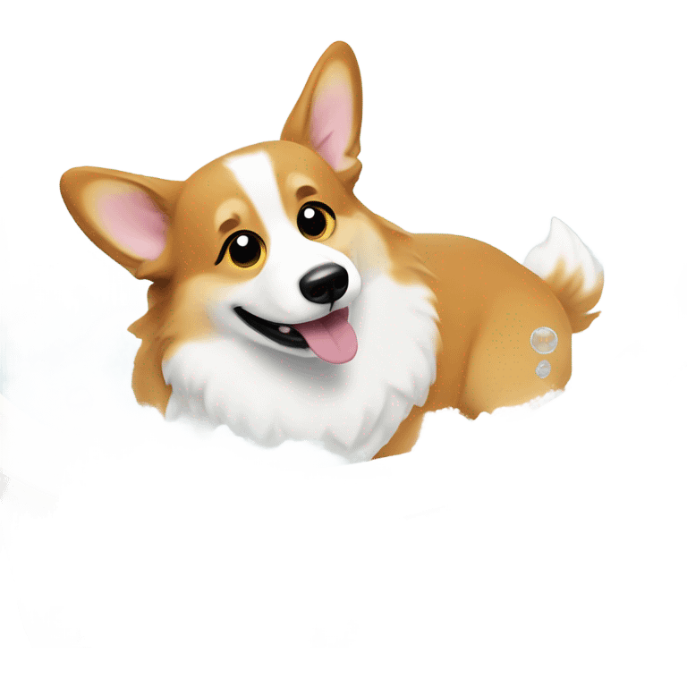 Corgi taking a bubble bath emoji