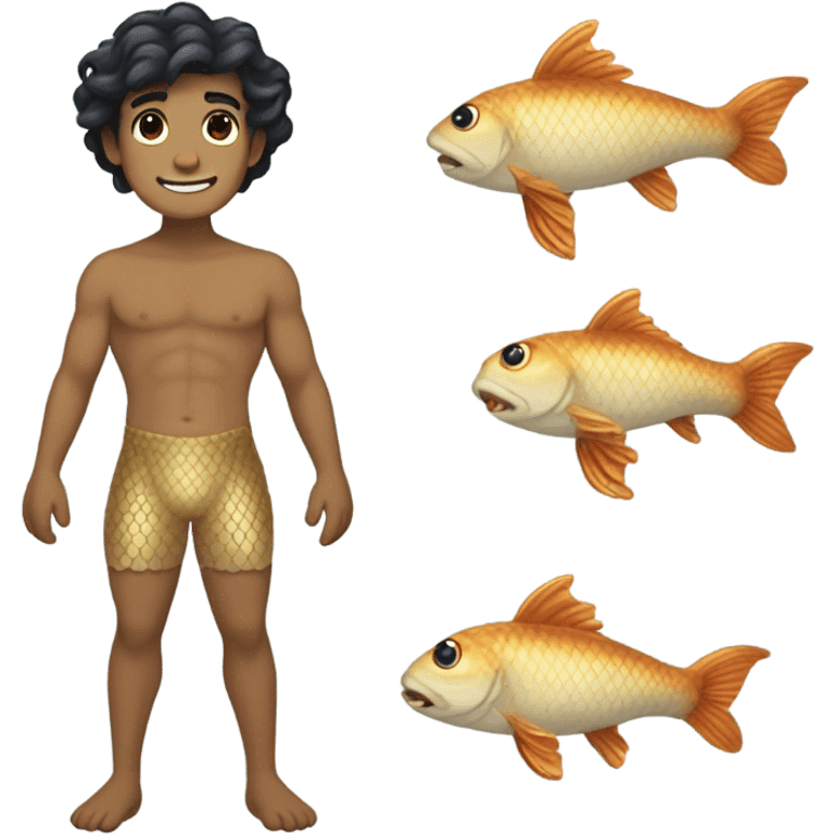 Tan merman with dark hair emoji