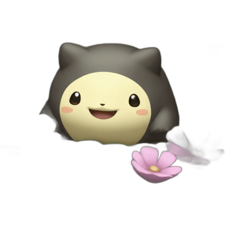 Flowerbed of tiny snorlax emoji